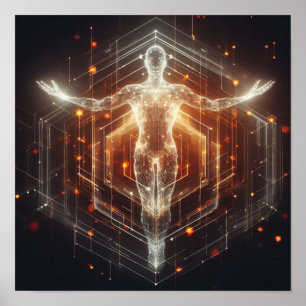 A digital lifeform transforming in virtual space Poster