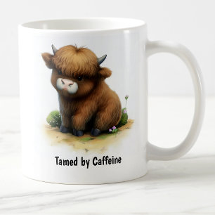 A Digital Painting of a Cute Highlander Cattle Coffee Mug