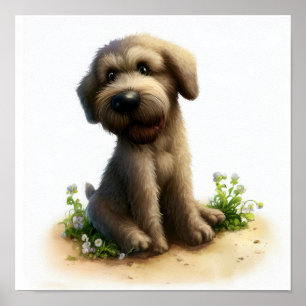 A Digital Painting of a Cute Irish Wolfhound Poster