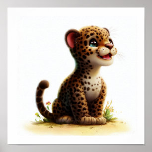 A Digital Painting of a Cute Jaguar Poster