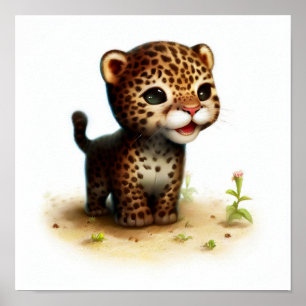 A Digital Painting of a Cute Jaguar Poster