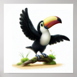 A Digital Painting of a Cute Keel-billed Toucan Poster