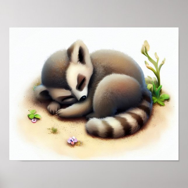 A Digital Painting of a Cute Lemur Poster (Front)