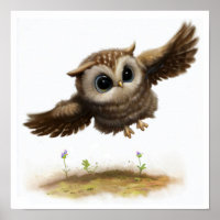 A Digital Painting of a Cute Long-eared Owl