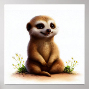 A Digital Painting of a Cute Meerkat Poster