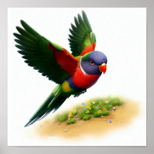 A Digital Painting of a Cute Mount Apo Lorikeet Poster