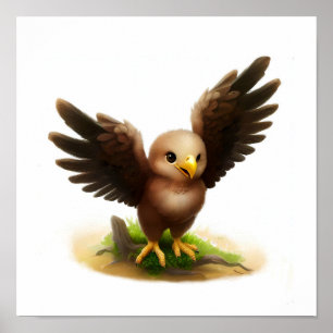 A Digital Painting of a Cute Young Imperial Eagle Poster