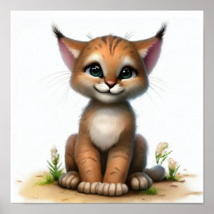 A Digital Painting of a Cute Young Lynx Poster