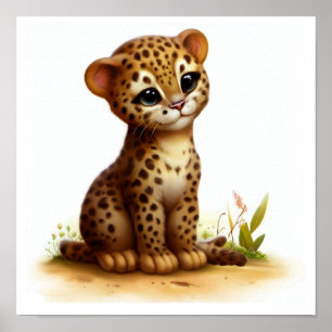 A Digital Painting of a Cute Young Ocelot Poster