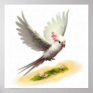 A Digital Painting of a Major Mitchell's Cockatoo Poster