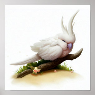 A Digital Painting of a Major Mitchell's Cockatoo Poster