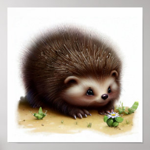 A Digital Painting of a North American Porcupine Poster