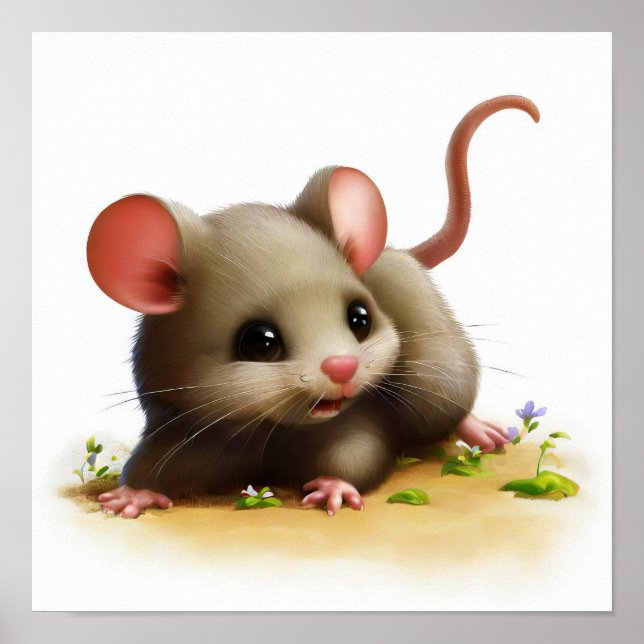 A Digital Painting of a Young Cute Rat Poster (Front)