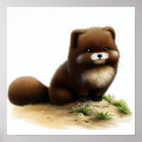 A Digital Painting of a Young Cute Sable