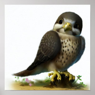 A Digital Painting of a Young Peregrine Falcon Poster