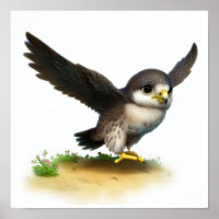 A Digital Painting of a Young Peregrine Falcon