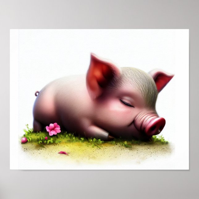 A Digital Painting of a Young Pig Poster (Front)