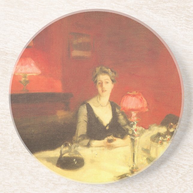 A Dinner Table at Night by John Singer Sargent Coaster (Front)