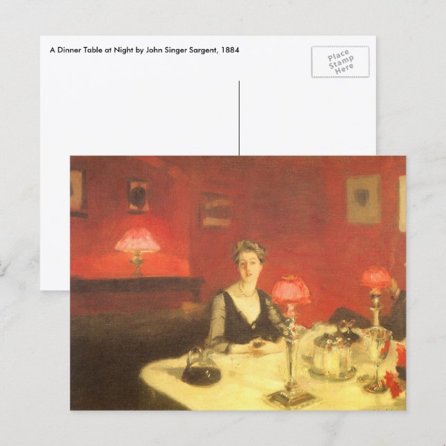 A Dinner Table at Night by John Singer Sargent Postcard (Front/Back)