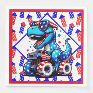 A Dino Fourth Of July  Napkin