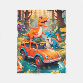 A Dinosaur Family Takes a Vacation Fleece Blanket
