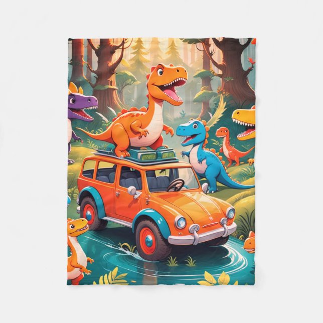 A Dinosaur Family Takes a Vacation Fleece Blanket (Front)