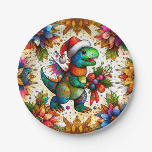 A DINOSAUR'S CHRISTMAS ~ Cute ~ Paper Plate