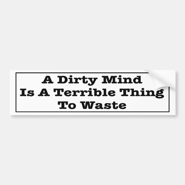 A Dirty Mind Is A Terrible Thing To Waste. Bumper Sticker (Front)
