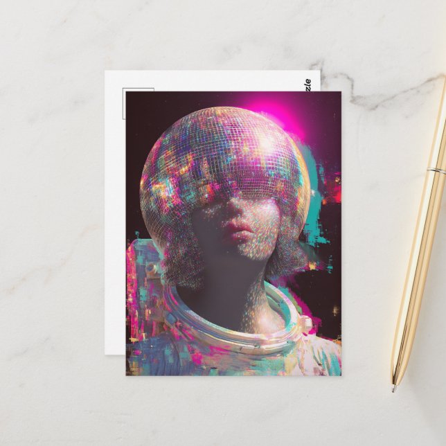 A disco astronaut  postcard (Front/Back In Situ)