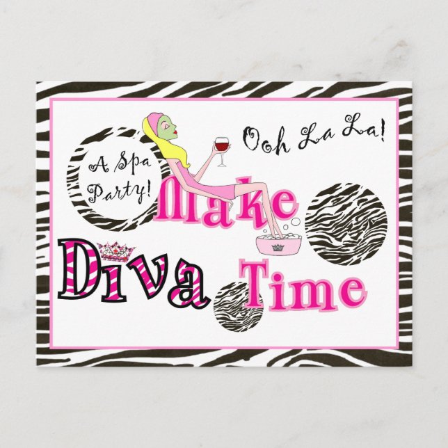 "A DIVA Spa Party!" Postcard Invites (Front)