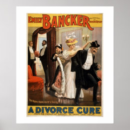 A Divorce Cure Vintage Theatre Poster. Poster