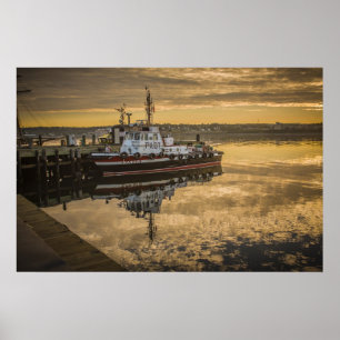 A Docked Pilot Boat at Sunrise Halifax, NS Poster