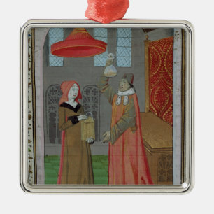 A doctor examining St. Elizabeth's urine Metal Tree Decoration