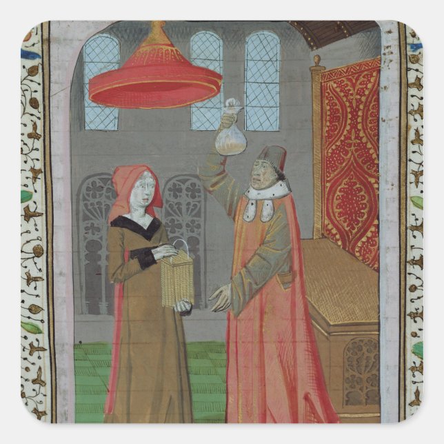 A doctor examining St. Elizabeth's urine Square Sticker (Front)