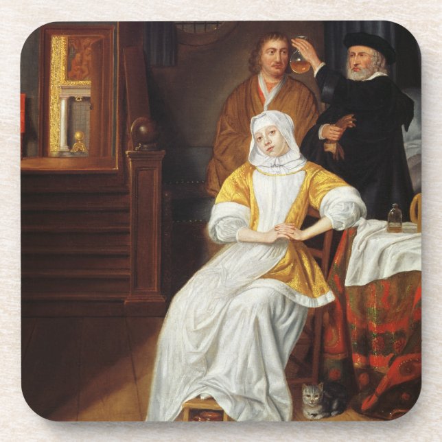 A Doctor Visiting a Young Lady in a Bedroom (oil o Coaster (Front)