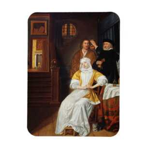 A Doctor Visiting a Young Lady in a Bedroom (oil o Magnet