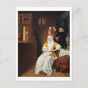 A Doctor Visiting a Young Lady in a Bedroom (oil o Postcard
