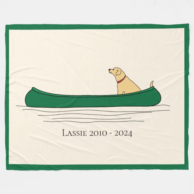 A Dog and his Canoe Fleece Blanket (Front (Horizontal))