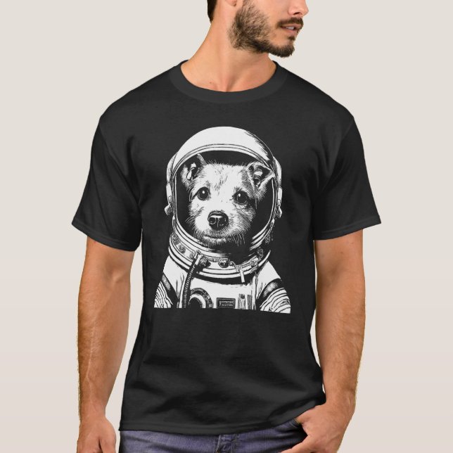 A Dog Astronaut in Space Illustration For Dog Mom  T-Shirt (Front)