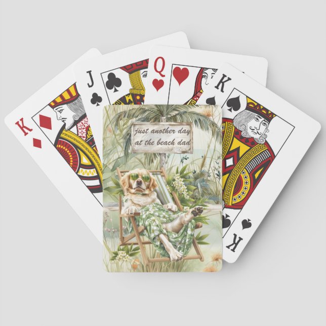 A Dog Day at the Beach Father's Day  Playing Cards (Back)