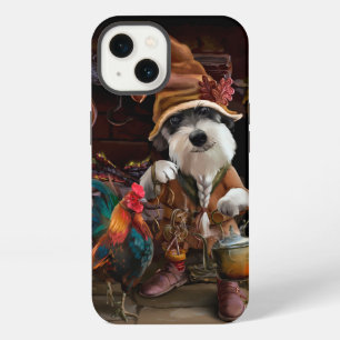 A dog in vintage clothing and his pet rooster iPhone 13 case