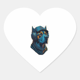 A dog listen to music heart sticker