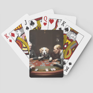 A dog playing poker cards
