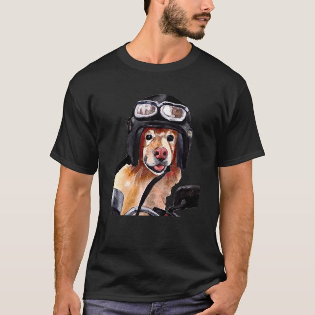 A dog wearing helmet and riding motor bike   T-Shirt (Front)
