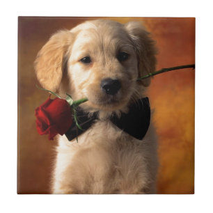 A Dog With A Flower Tile