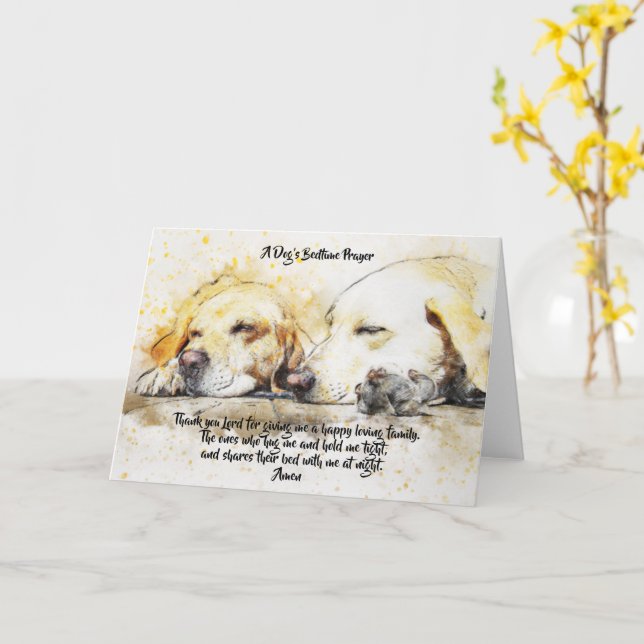A Dog's Bedtime Prayer Folded Card (Yellow Flower)