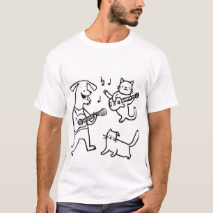 A dogs plays a guitar and a cat dances T-Shirt