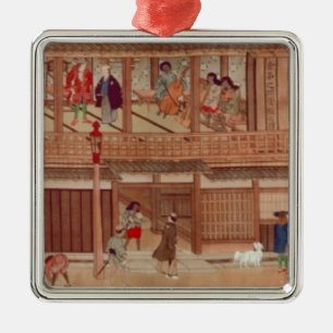 A domestic scene, scroll metal tree decoration
