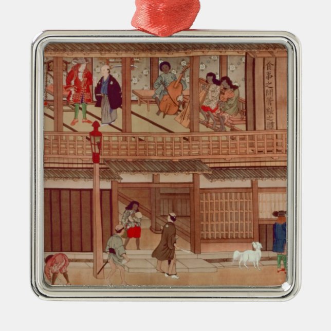 A domestic scene, scroll metal tree decoration (Front)