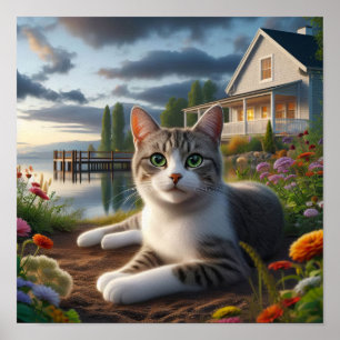 A Domestic Shorthair Cat in a Rural Setting Poster